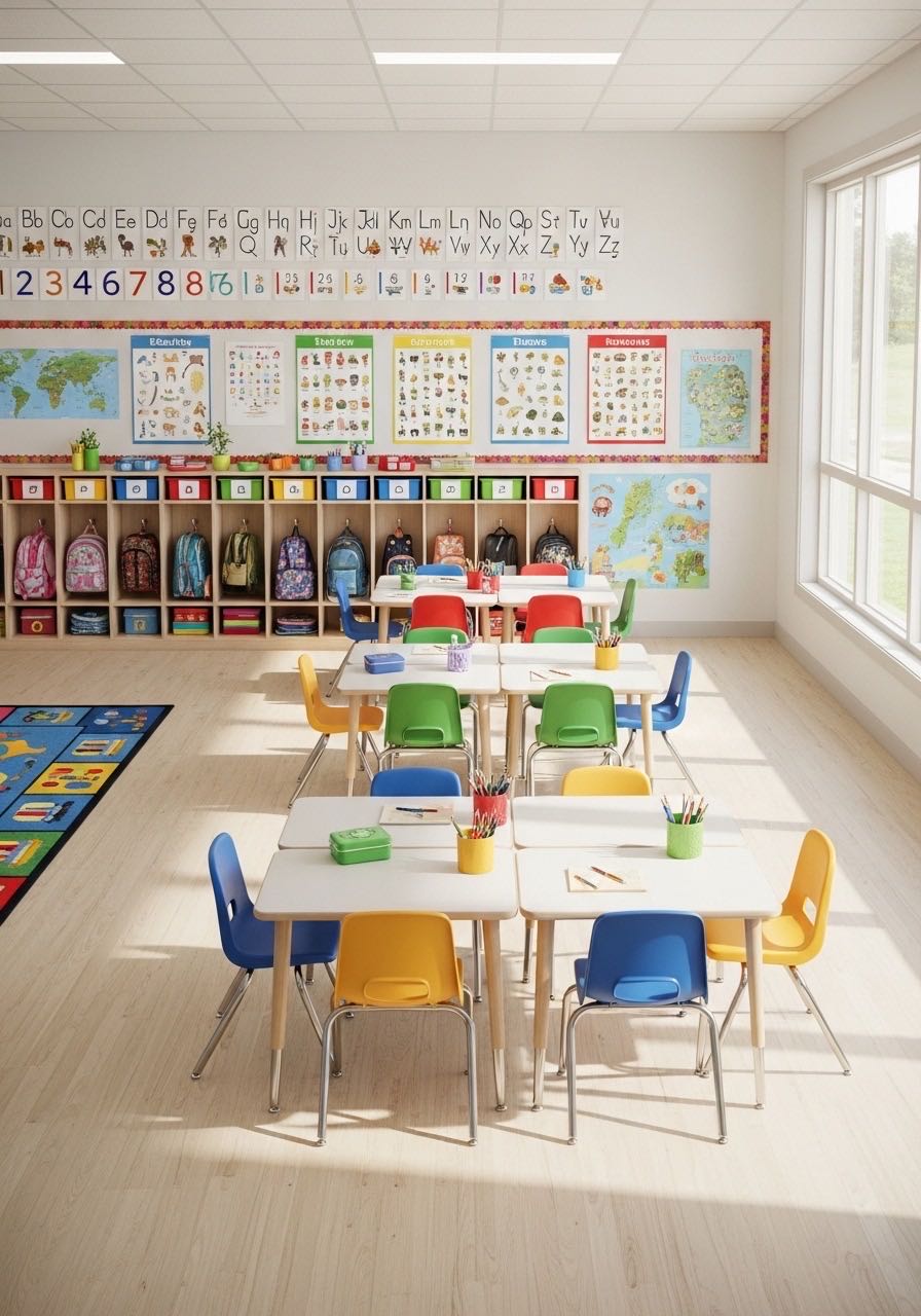 Clean, bright school classroom