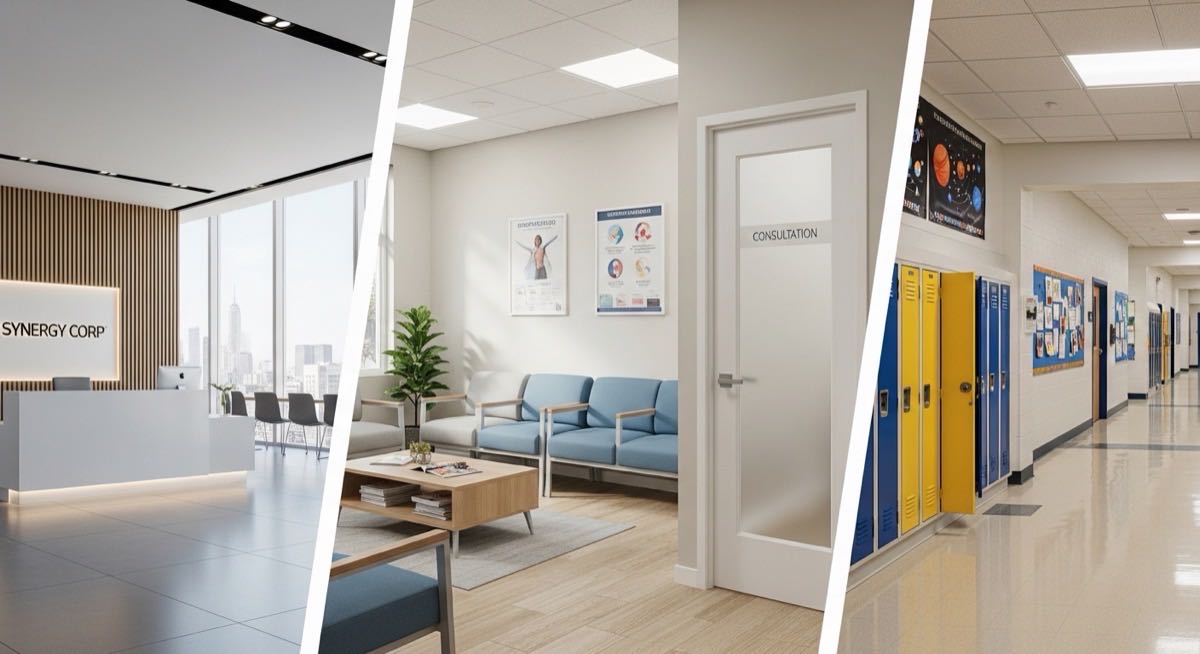 Commercial space requiring post-construction cleaning
